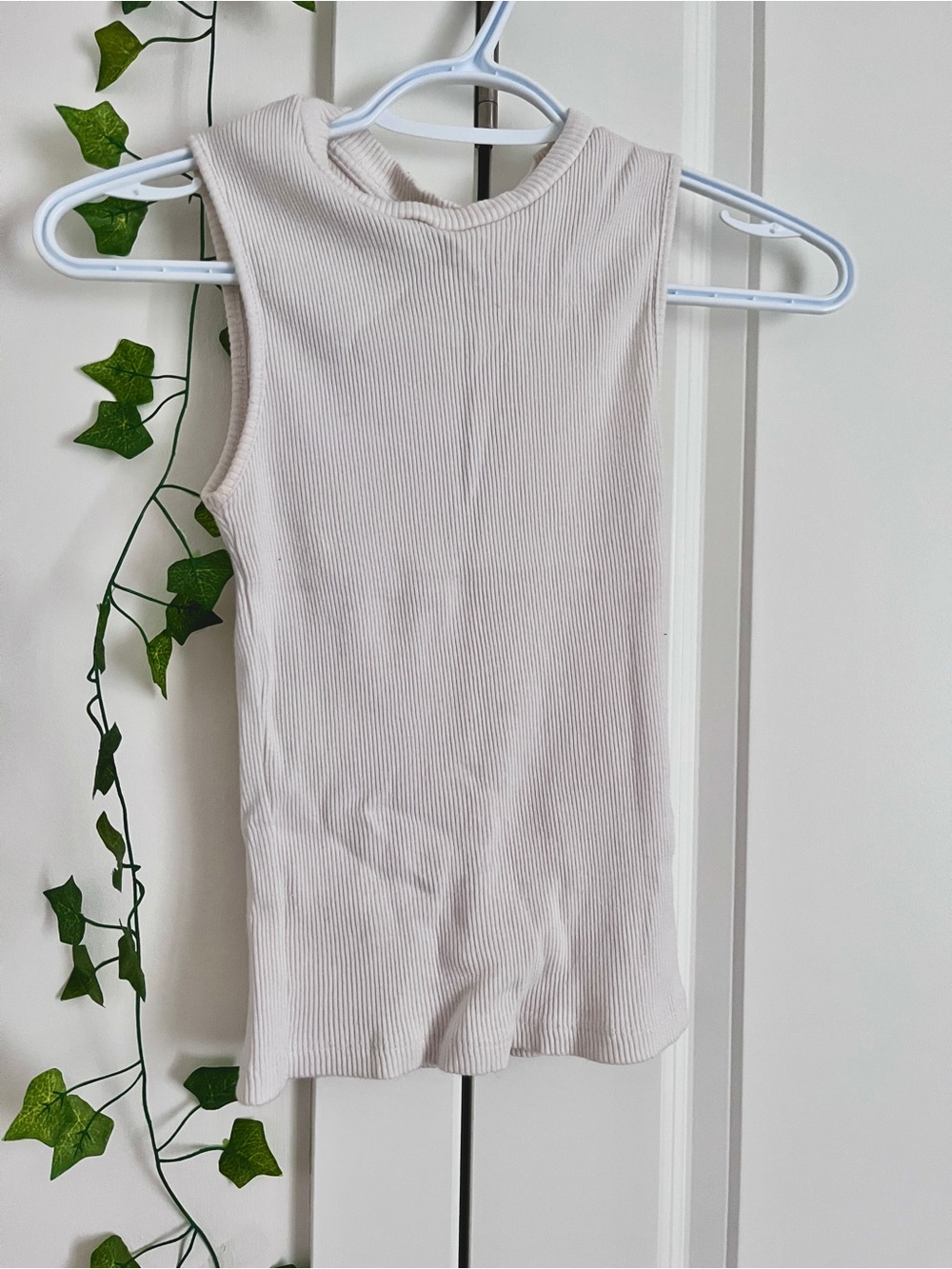 Urban Planet Ribbed Mock Neck Tank - Cream